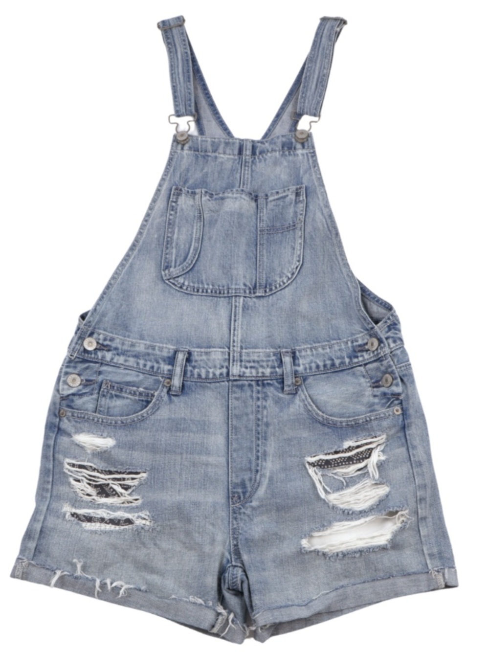 American Eagle Distressed Denim Overall Shorts Size Small Trendy